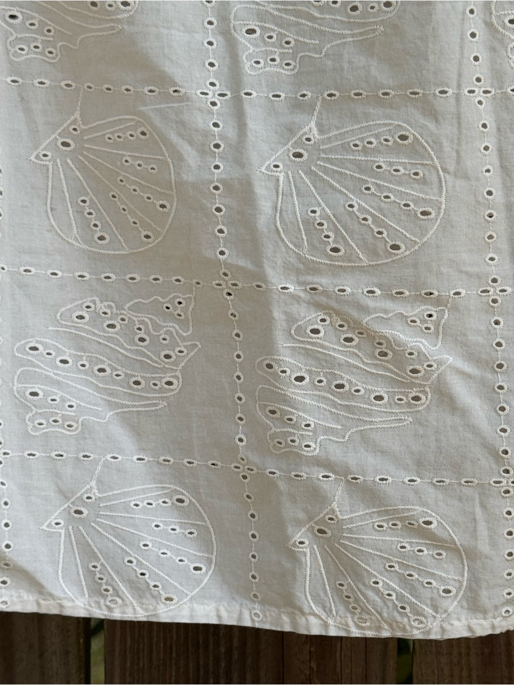 Universal thread coastal chic seashell eyelet cotton peasant blouse ivory S - Picture 4 of 7
